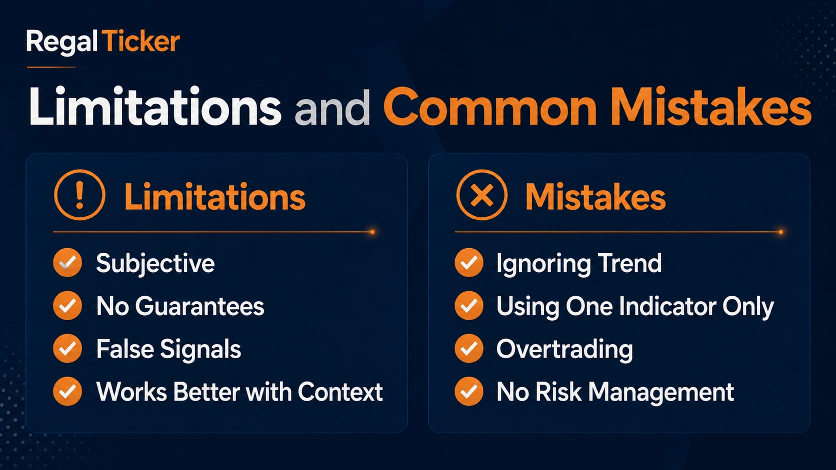 Technical analysis limitations and common mistakes infographic