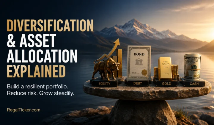 Diversification and asset allocation explained through a balanced portfolio of equity debt gold and cash