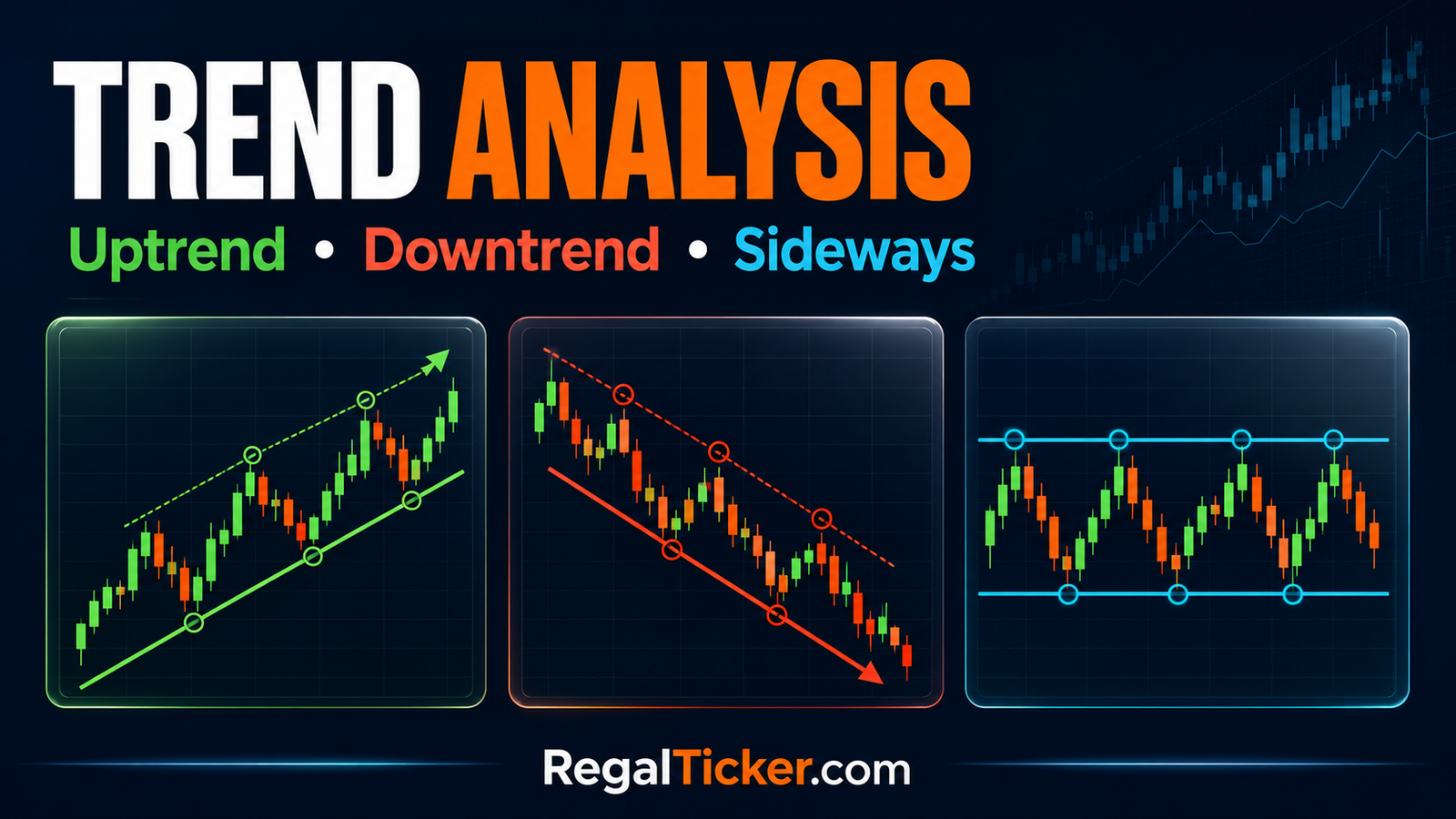 Trend analysis showing uptrend downtrend and sideways market
