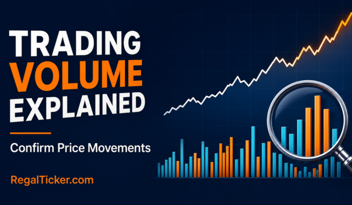 Trading volume in stock market explained with price chart and volume bars