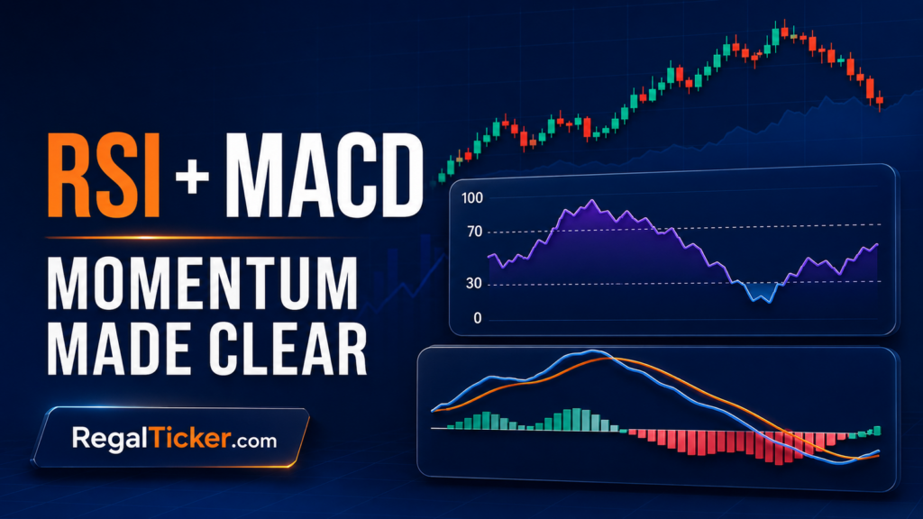 RSI and MACD in stock market with momentum indicator charts