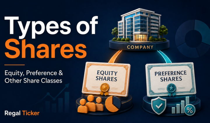 Types of shares in India showing equity shares and preference shares
