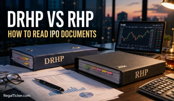 DRHP and RHP IPO documents compared on an investor research desk