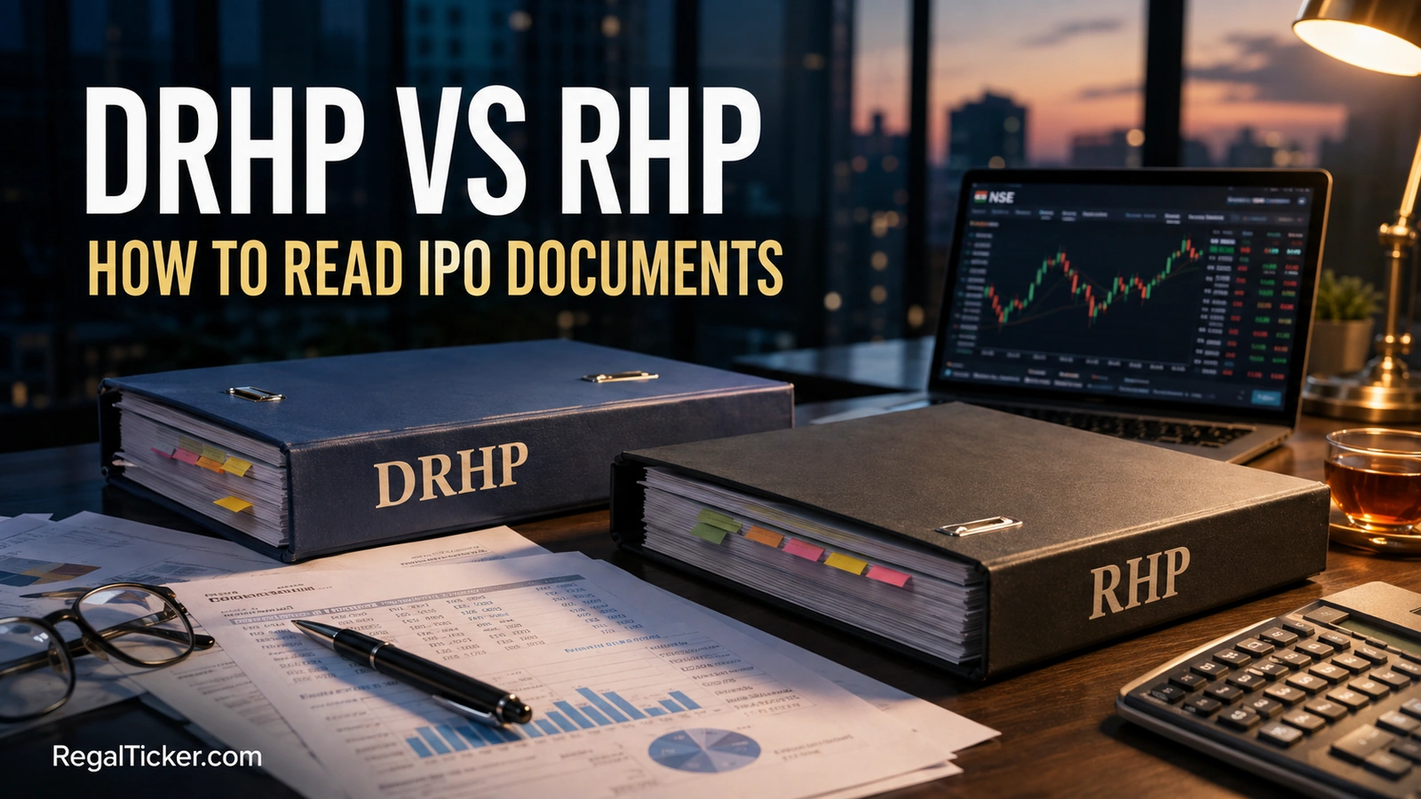 DRHP and RHP IPO documents compared on an investor research desk