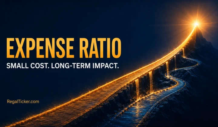 Expense ratio in mutual funds shown as a small recurring cost creating a widening long-term return gap