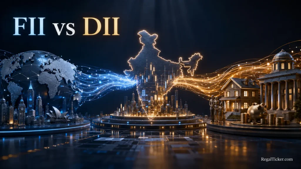 FII vs DII capital flows meeting in the Indian stock market