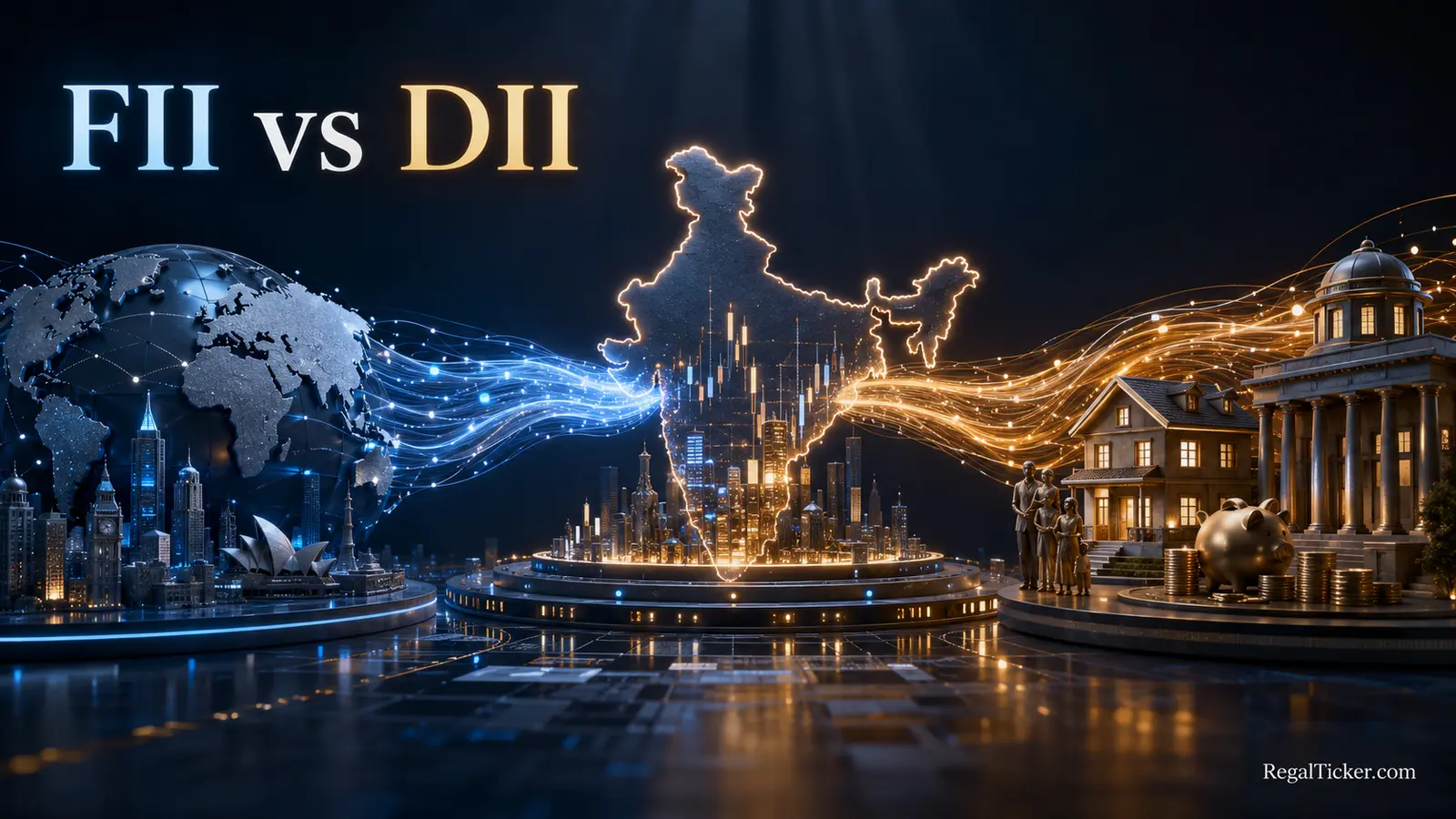 FII vs DII capital flows meeting in the Indian stock market