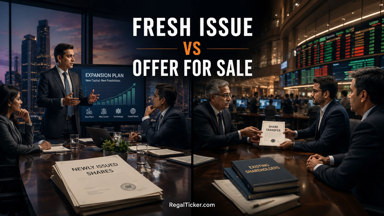 Fresh issue and offer for sale compared in an IPO with company capital and selling shareholders