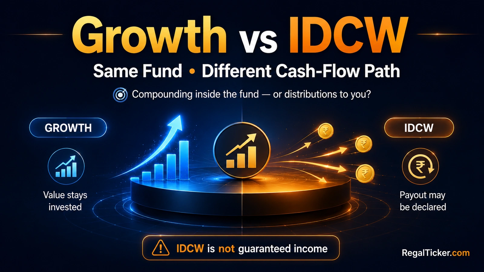 Growth vs IDCW mutual funds explained through compounding, cash distribution, NAV and investor choice