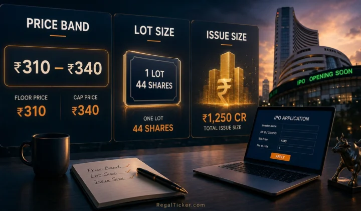 IPO price band lot size and issue size explained with a stock exchange application example