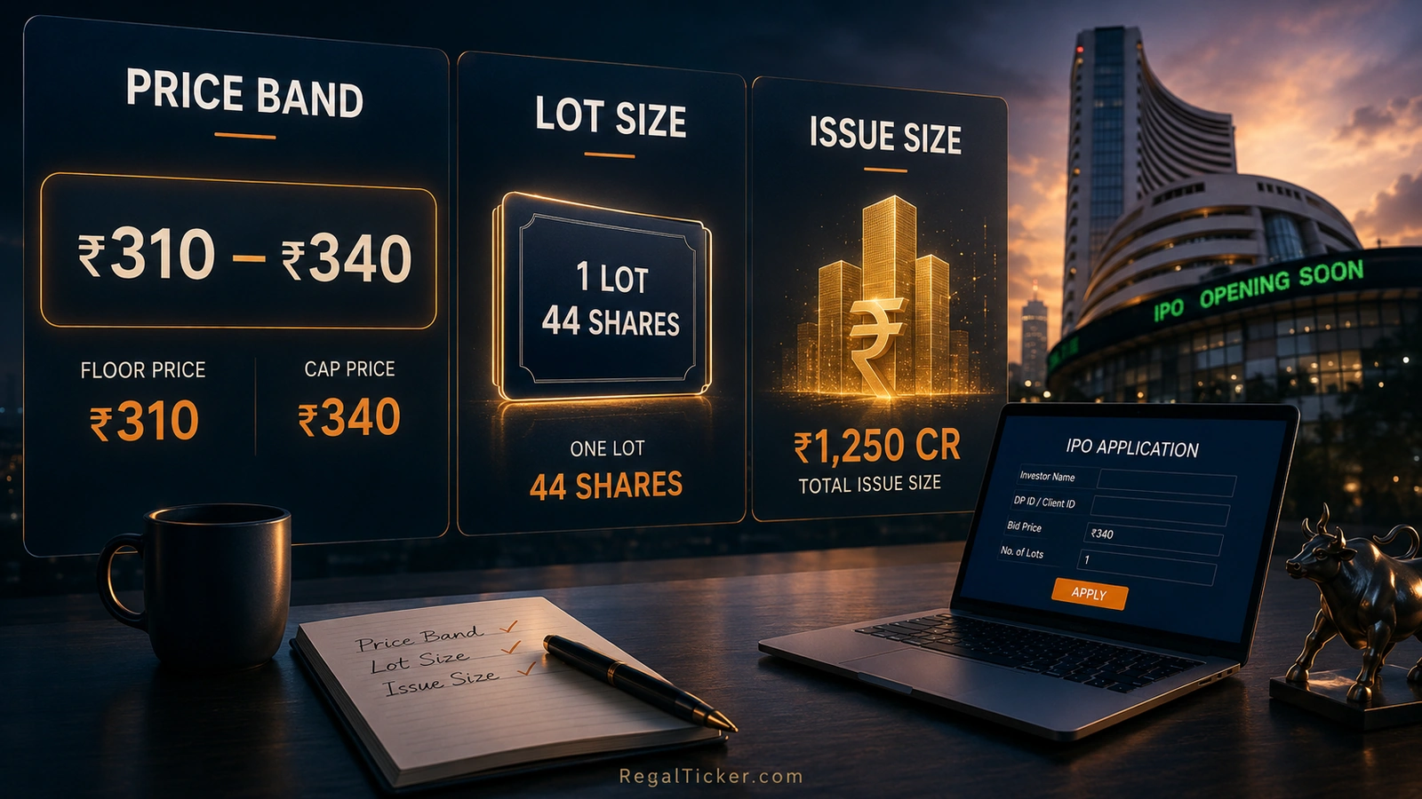 IPO price band lot size and issue size explained with a stock exchange application example