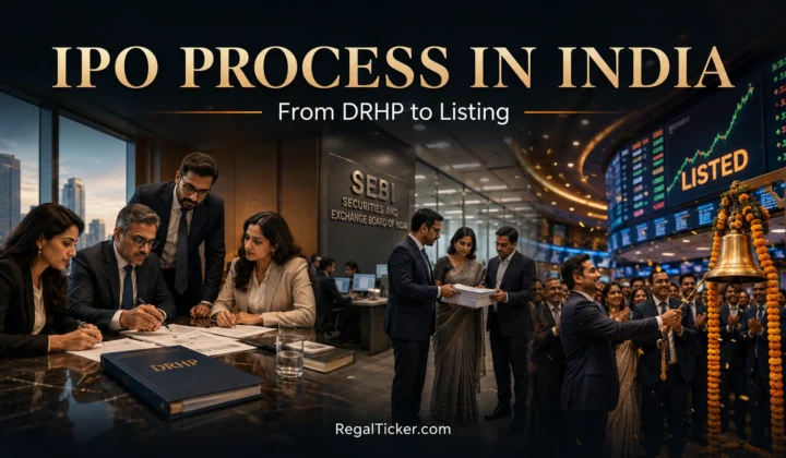 Complete IPO process in India from company preparation and DRHP to bidding allotment and stock exchange listing