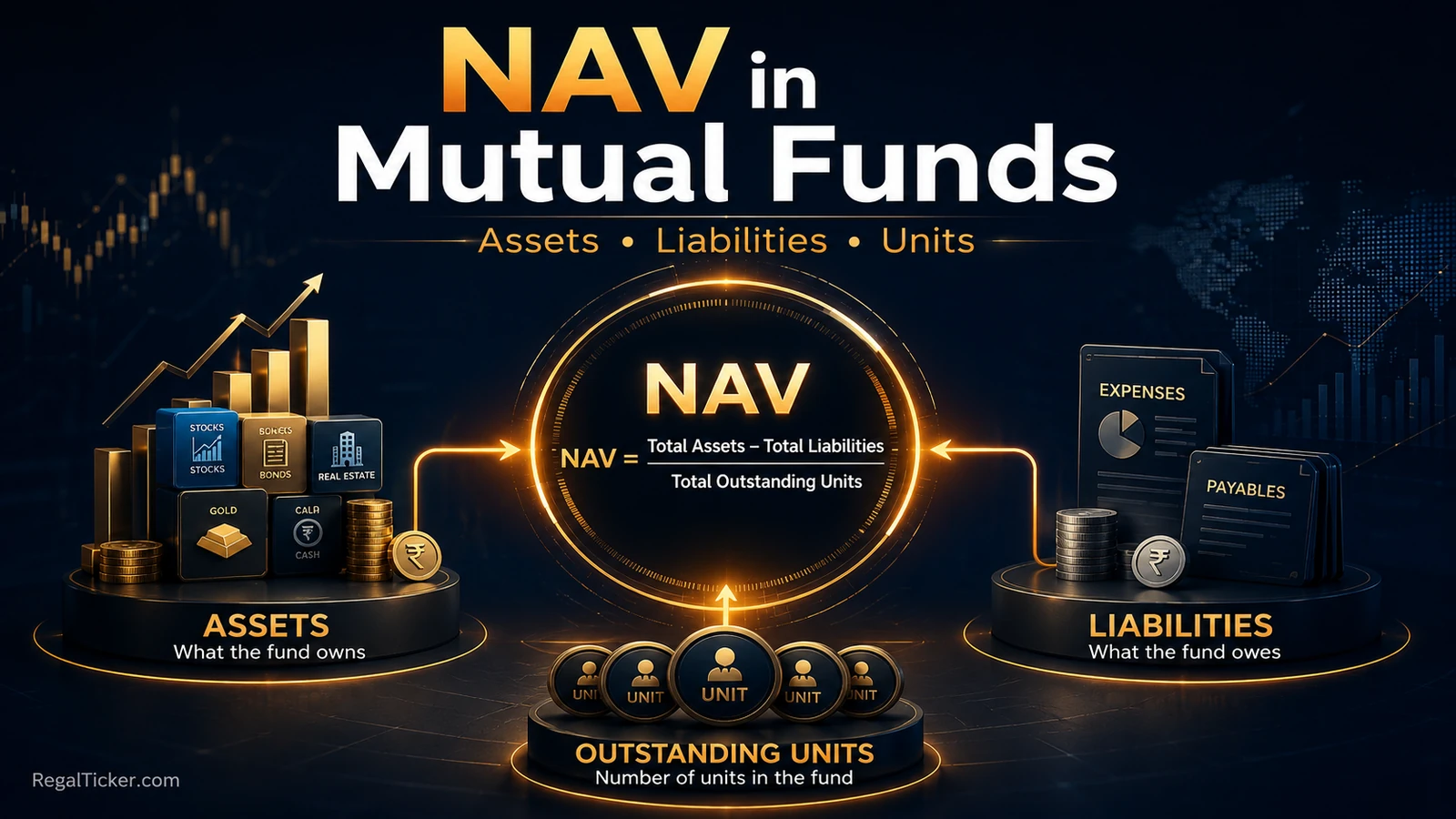 NAV in mutual funds explained through assets, liabilities and outstanding units