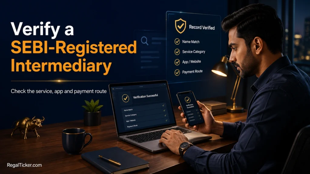 Indian investor verifying a stock broker, investment adviser and research analyst through official SEBI and exchange records