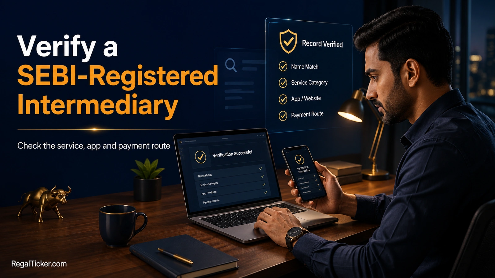 Indian investor verifying a stock broker, investment adviser and research analyst through official SEBI and exchange records