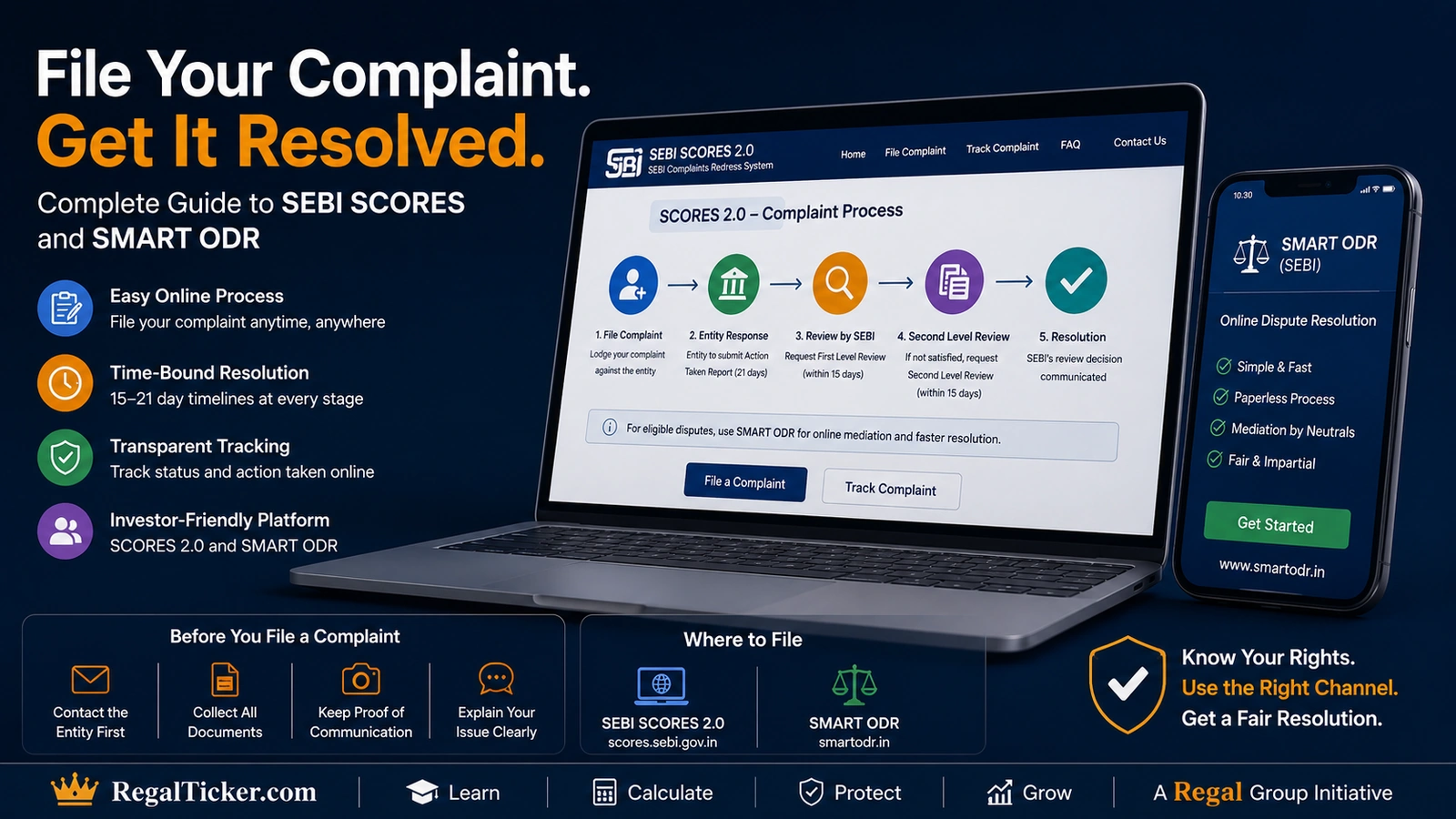 Investor arranging emails, account statements, contract notes, screenshots, payment records and complaint references before filing