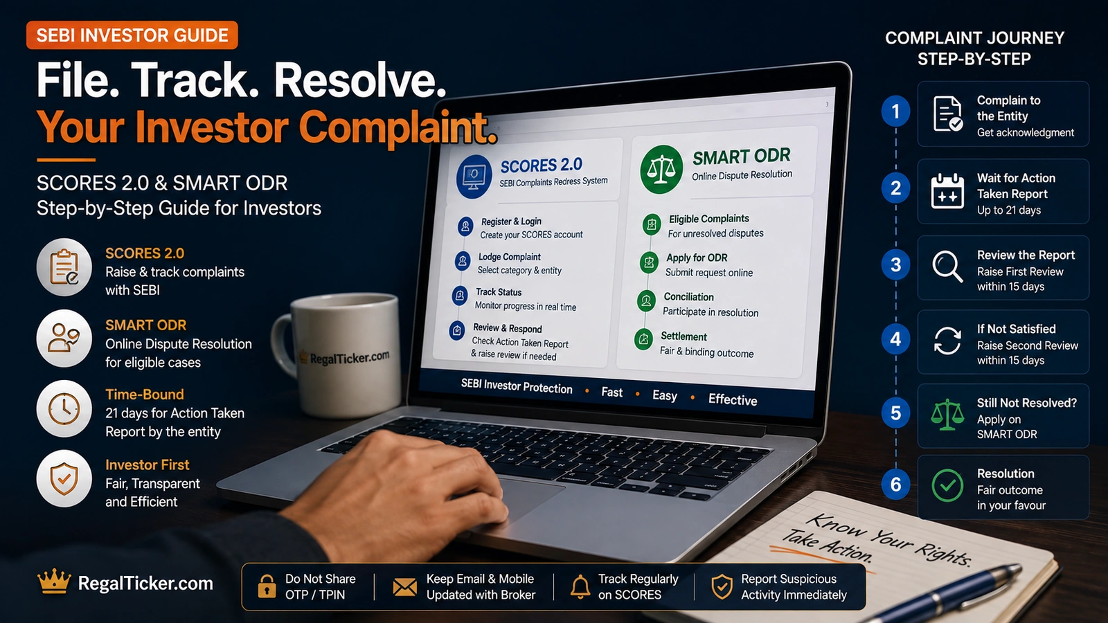 SCORES complaint workflow from entity response to first-level review, second-level review and investor feedback