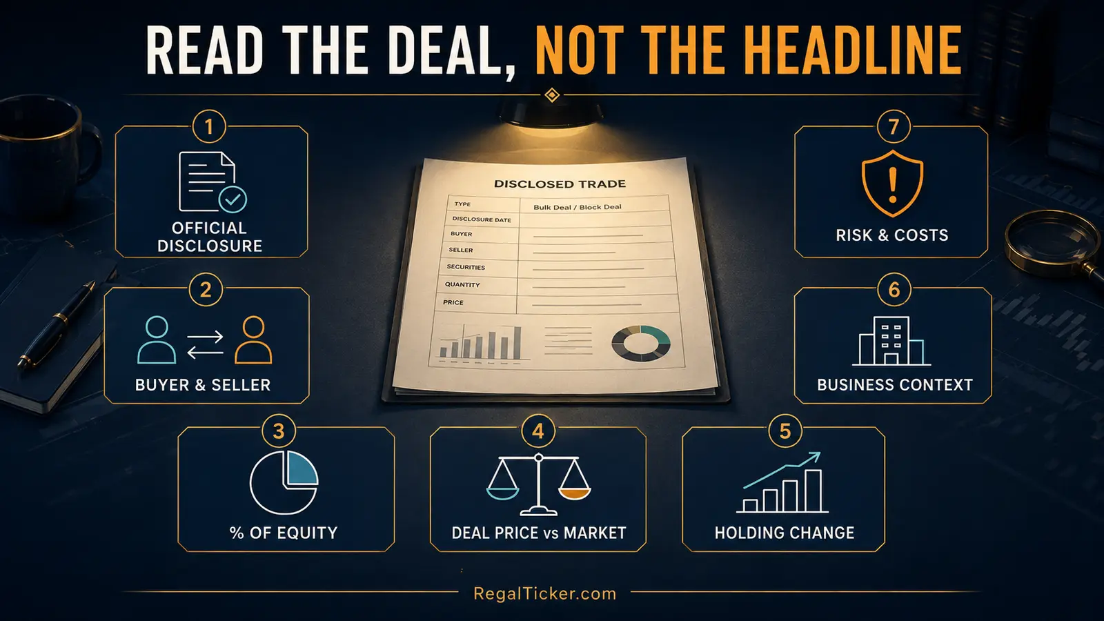 Seven checks for reading a bulk deal or block deal disclosure