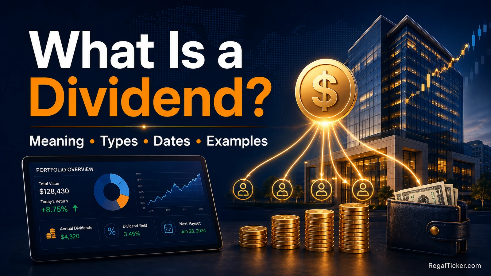 What is a dividend explained through company profits, shareholder payouts, dividend dates and portfolio income