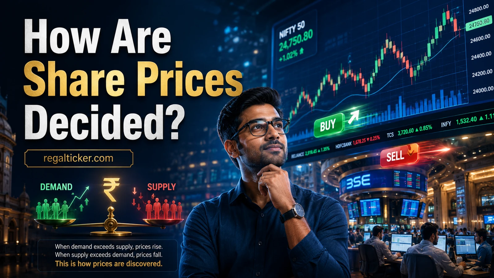 How share prices are decided through demand, supply and stock exchange price discovery in India