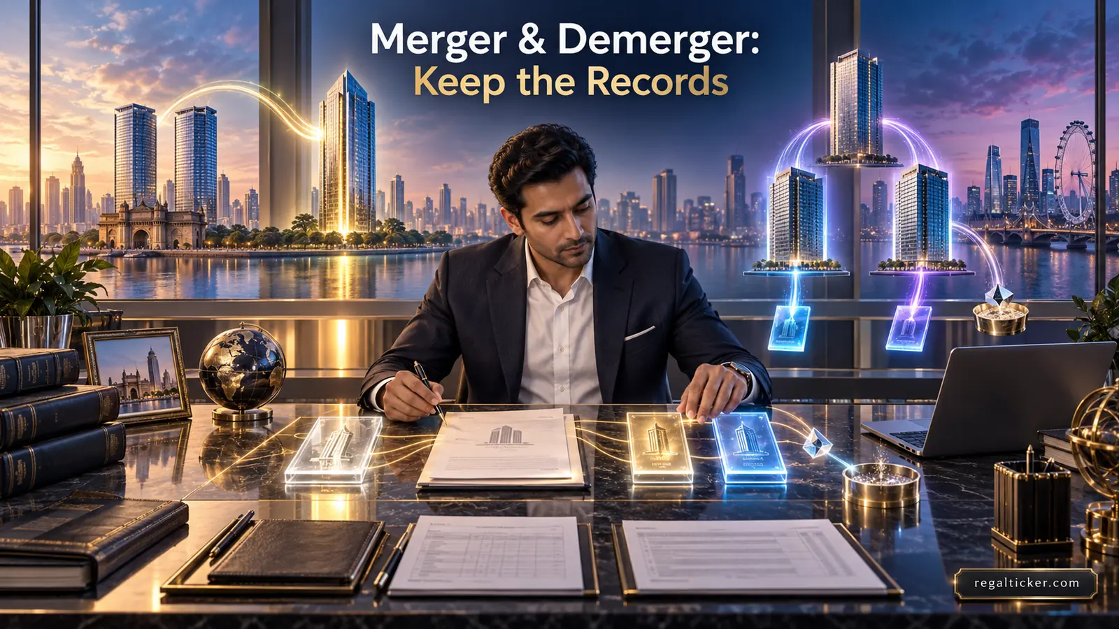 NRI reconciling Indian merger and demerger share credits cost allocation fractional entitlement and tax records
