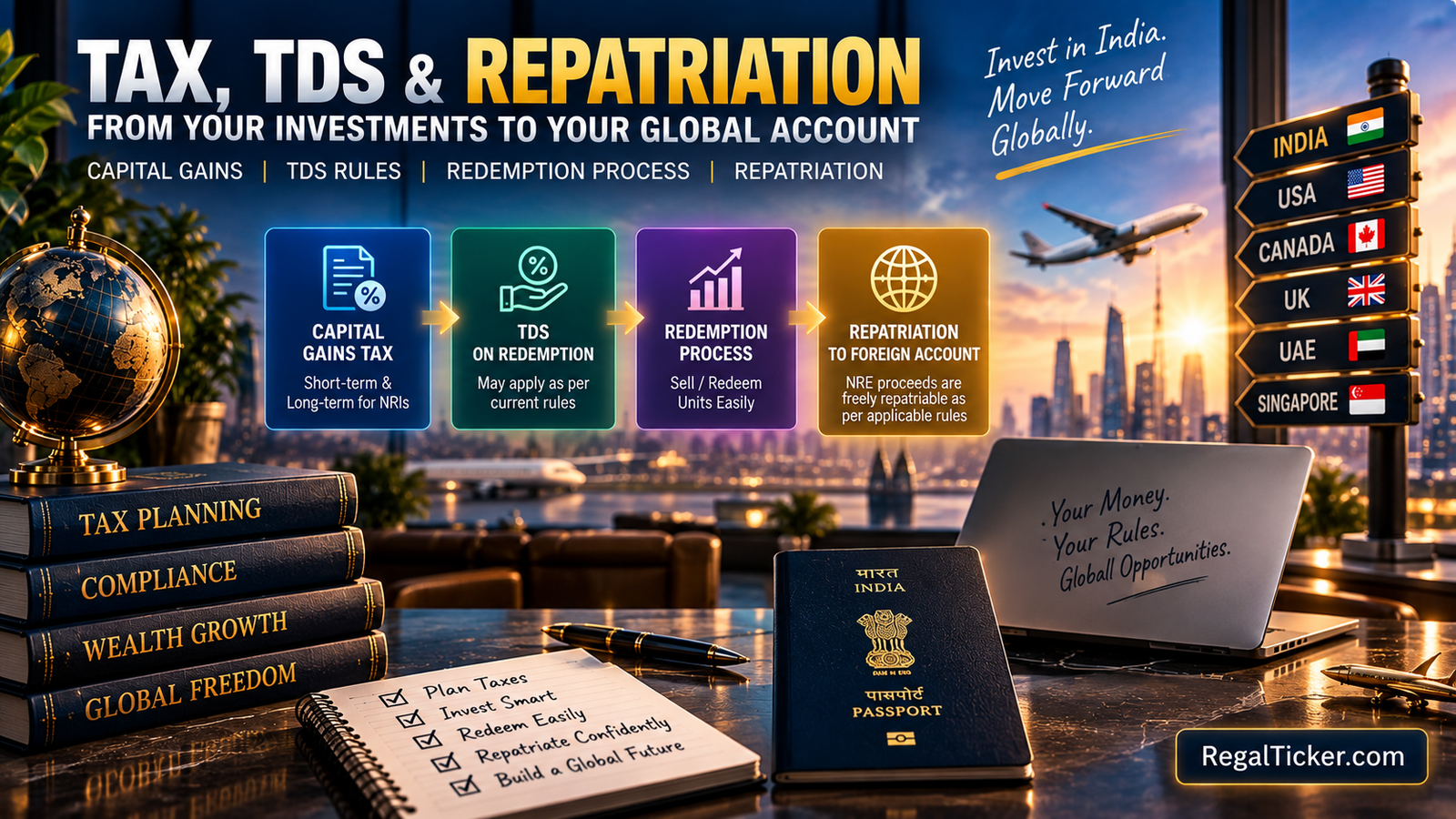 NRI reviewing Indian mutual fund redemption tax TDS and repatriation before transferring proceeds abroad