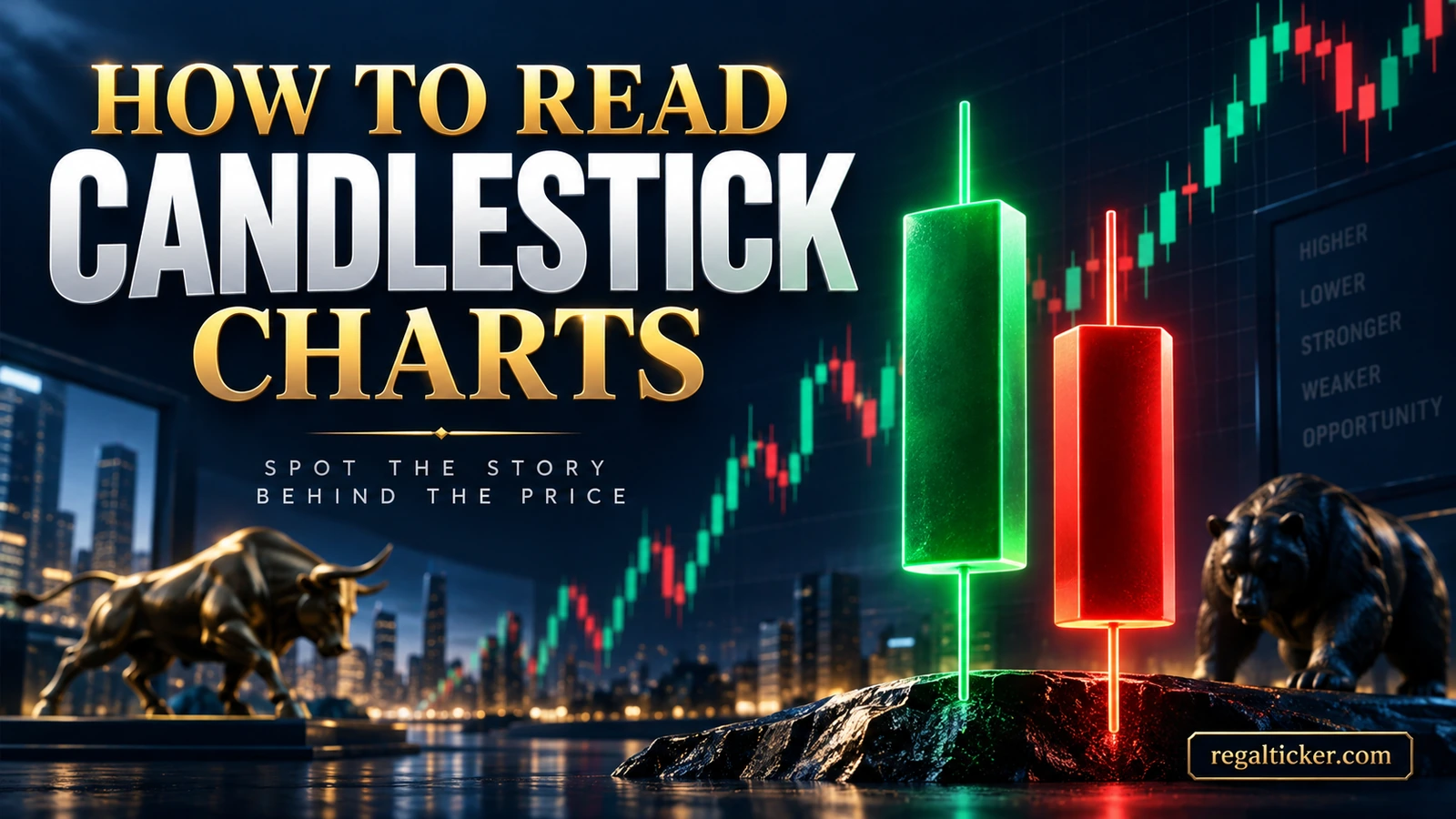 How to read candlestick charts with large bullish and bearish candles on a stock chart for beginners
