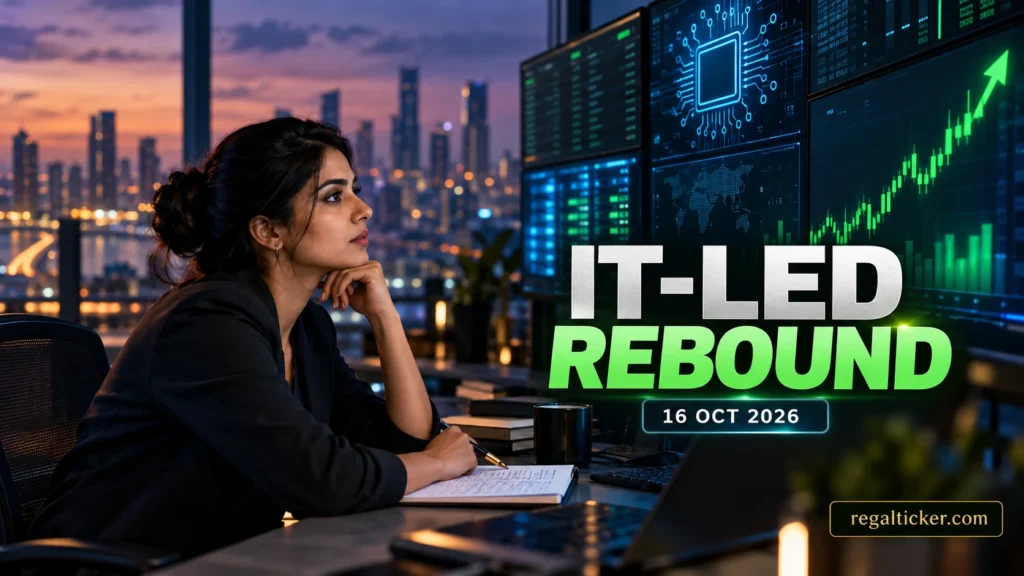 Indian market analyst reviewing an IT-led stock market rebound on 16 October 2026