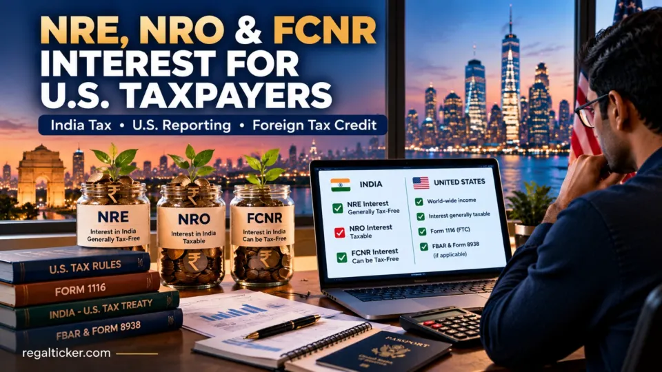 U.S. taxpayer reviewing NRE, NRO and FCNR interest, India tax, U.S. reporting and foreign tax credit records